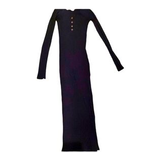 Black Long Sleeve Midi Dress